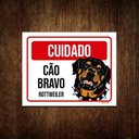Ver imagem 1 de Kit 5 Placas Cuidado Cão Cachorro Bravo Rottweiler