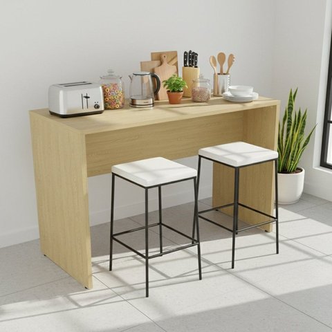 Bancada Alta Cozinha Sala Mesa para 2 Pessoas 136x100cm TM1267 Nature