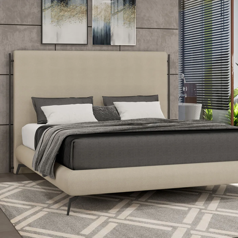 Cabeceira Linear Casal 1,40 Estofada Linho Bege - Larbelle