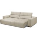 Ver imagem 1 de Sofá Retrátil Reclinável para Sala 3 Lugares 230cm Bari L06 Couro Off White - Lyam Decor