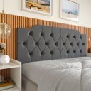 Ver imagem 2 de Cabeceira Painel Solteiro Estofada Capitonê 90cm Cama Box Fixação na Parede Capela:cinza