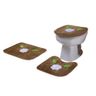 Jogo Tapete Banheiro Pelucia Padrão Margarida Folhas Marrom - 1