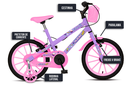 Ver imagem 5 de Bicicleta Aurora Fest, Aro 16, com Freios V-Brake, com Rodas de Apoio, Capa Corrente e Cestinha Lilá