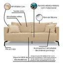 Ver imagem 3 de Sofá 2 Lugares Pé de Ferro Preto Rafaela 180 Cm Linho Dourado S04 - D'Rossi