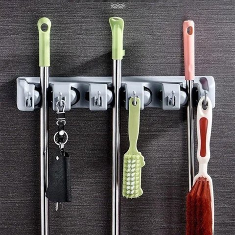 Suporte Multiuso Porta Vassoura Lavanderia Funcional Cabos