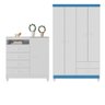 Guarda Roupa Infantil 4 Portas 1 Porta 4 Gav Branco Azul - 6