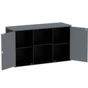 Ver imagem 3 de Armário Baixo Credenza PE25 Pandin 121,50 cm (largura) em MDP Cor Preto e Grafito com Dois Nichos