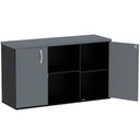 Ver imagem 2 de Armário Baixo Credenza PE25 Pandin 121,50 cm (largura) em MDP Cor Preto e Grafito com Dois Nichos