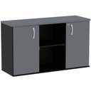 Ver imagem 1 de Armário Baixo Credenza PE25 Pandin 121,50 cm (largura) em MDP Cor Preto e Grafito com Dois Nichos
