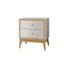 Mesa de Cabeceira LUC Modelo Retrô Com Pés em Madeira Maciça 2 Gavetas Com Puxadores em ABS Cor Fend - 1