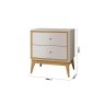 Mesa de Cabeceira LUC Modelo Retrô Com Pés em Madeira Maciça 2 Gavetas Com Puxadores em ABS Cor Fend - 3