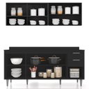 Ver imagem 5 de Armário de Cozinha com Tampo Cp01 180cm Pérola Preto Z34 - Mpozenato