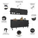 Ver imagem 3 de Armário de Cozinha com Tampo Cp01 180cm Pérola Preto Z34 - Mpozenato