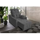 Ver imagem 1 de Poltrona Do Papai Reclinável Retrátil Veludo Cinza Escuro Isabelle 2 Almofadas Brinde