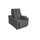 Ver imagem 3 de Poltrona Do Papai Reclinável Retrátil Veludo Cinza Escuro Isabelle 2 Almofadas Brinde