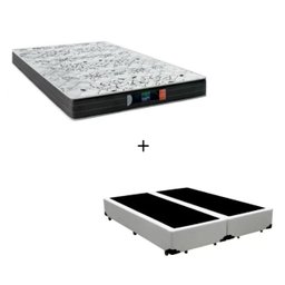 Cama Box King - Tecido Sintético Branco com Colchão Extra Firme D28-Suporta 80Kg - 1
