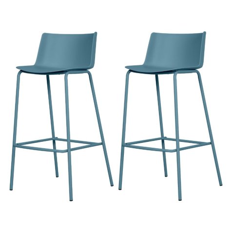 Kit 2 Banquetas Ipanema Média Fratini 86,50 cm (Altura) em Polipropileno Base em Aço Azul Sonho