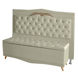 Kit Cabeceira de Cama Box e Calçadeira Baú Madri Queen 160 Cm Suede Porcelana Ec Móveis - 1