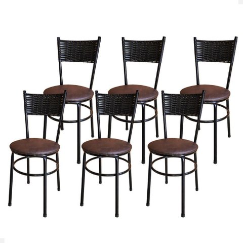 Conjunto 6 Cadeiras Pretas para Cozinha Viena Cor:marrom