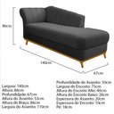 Ver imagem 5 de Kit Diva Recamier Vanessa 140cm Lado Direito e 02 Poltronas Laura Linho Cor Cinzaescuro