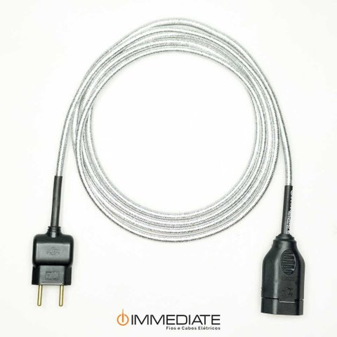 Extensão Elétrica 2 Metros Pp 2x0,75mm Revestido Prata Cabos Immediate
