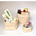 Ver imagem 4 de Trio de Cachepots em Algodão Cru Lisos para Banheiro e Cozinha, Conjunto de 2