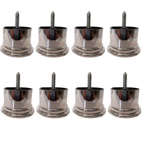 Kit 8 Pés Plástico Cromado Redondo Rosqueável 4 Cm P01 Sofá Poltrona - Inoviza