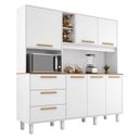 Ver imagem 1 de Armário para Cozinha Kit Max 181 Cm 6 Portas 3 Gavetas Branco Fosco Brilho - Zanzini