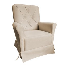 Poltrona Cadeira De Amamentação Com Balanço E Puff Ana Alice Suede Marfim Mz Decor - 2