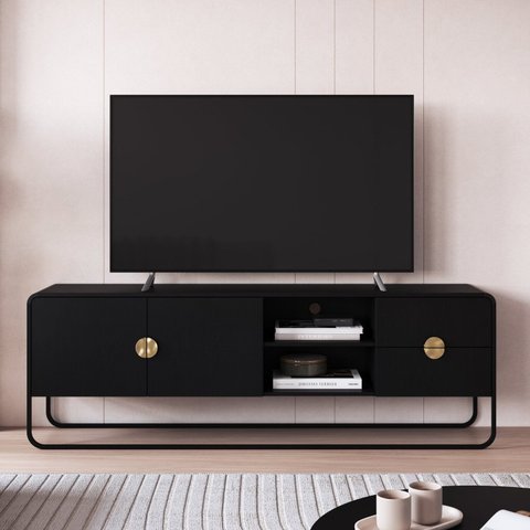 Rack Orgânico para TV até 65 Polegadas 180cm 2 Portas 2 Gavetas Metal Luna