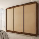 Ver imagem 1 de Guarda-roupa Casal Europa 3 Portas 4 Gavetas 100% Mdf Castanho/nude - Panorama Móveis