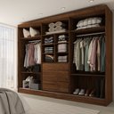 Ver imagem 2 de Guarda-roupa Casal Europa 3 Portas 4 Gavetas 100% Mdf Castanho/nude - Panorama Móveis