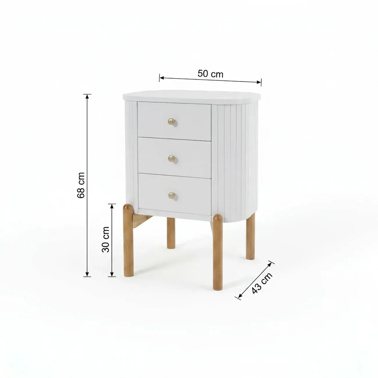 Ver imagem 3 de Mesa de Cabeceira 3 Gavetas em Madeira Maciça Aurora Off White/Castanho