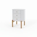 Ver imagem 2 de Mesa de Cabeceira 3 Gavetas em Madeira Maciça Aurora Off White/Castanho
