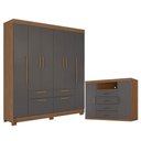 Ver imagem 1 de Guarda Roupa Casal Guarapuava 6 Portas de Bater 4 Gavetas MDP Cômoda Havana Master Jatobá Grafite