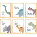 Ver imagem 1 de Quadro Infantil Dinossauro 6 un A4 vidro e pendurador