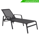 Ver imagem 1 de Espreguiçadeira Lótus Reta Premium Preta para Piscina