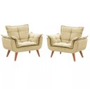 Ver imagem 1 de Kit 2 Poltronas Decorativas Opala Bege Pé Palito Roggi Md