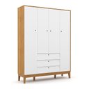 Ver imagem 1 de Guarda Roupa Infantil 4 Portas e 3 Gavetas Unique Freijó/Branco Soft/Eco Wood - Matic Móveis
