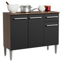 Ver imagem 1 de Balcão Gabinete Emilly 3 Portas 1 Gaveta Rustic Preto Madesa