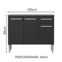 Ver imagem 3 de Balcão Gabinete Emilly 3 Portas 1 Gaveta Rustic Preto Madesa