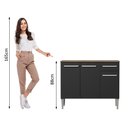 Ver imagem 2 de Balcão Gabinete Emilly 3 Portas 1 Gaveta Rustic Preto Madesa