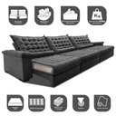 Ver imagem 3 de Sofá Retrátil e Reclinável 3,85m Molas Ensacadas Cama inBox Big Space com Bordado 3D Velusoft