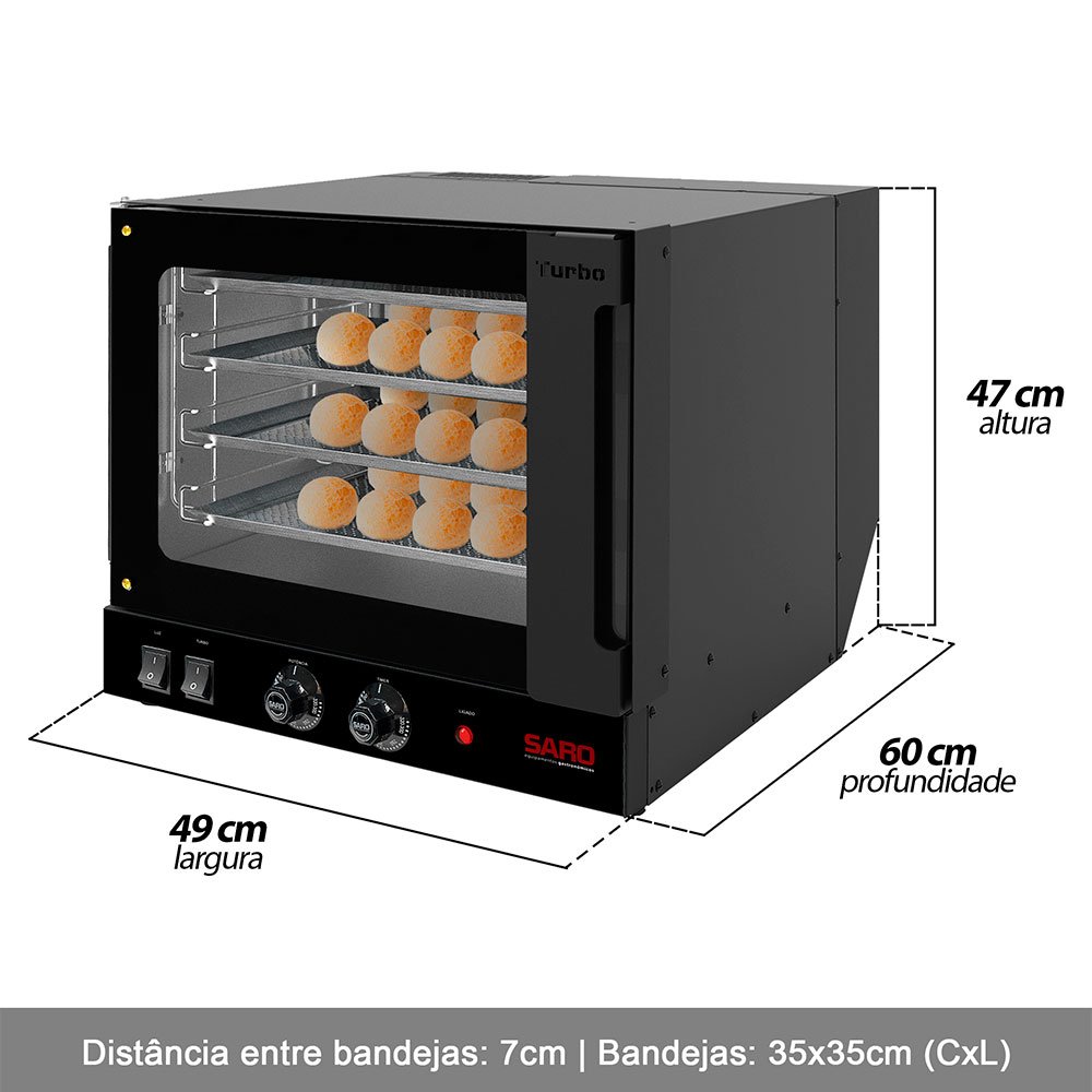 Forno Turbo Elétrico C/ 4 Esteiras 35x35cm Saro Ft Aço Inox 220v - 4