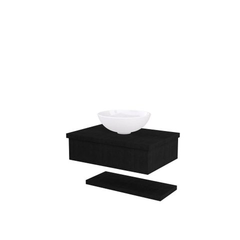 Conjunto Bancada C-cuba R35 e Prateleira Metrópole 605 Nogal Preto Ônix
