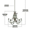 Ver imagem 3 de Lustre Artesanal em Ferro Sala Jantar Verde Luxuoso com Pássaros de Porcelana