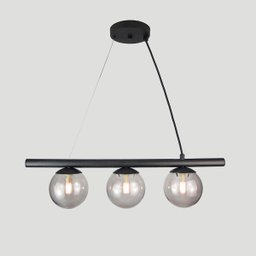 Lustre Pendente Figo Preto - 3 Globos Esfera de Vidro Fumê - 3-2620-3-fu - 2