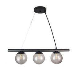Lustre Pendente Figo Preto - 3 Globos Esfera de Vidro Fumê - 3-2620-3-fu - 1