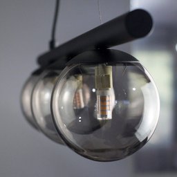 Lustre Pendente Figo Preto - 3 Globos Esfera de Vidro Fumê - 3-2620-3-fu - 3
