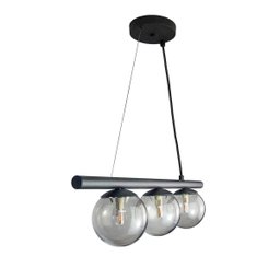 Lustre Pendente Figo Preto - 3 Globos Esfera de Vidro Fumê - 3-2620-3-fu - 4